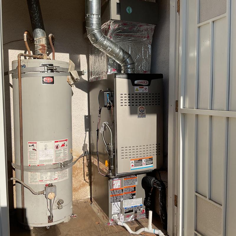Lennox SL280UH Furnace installation in outdoor closet