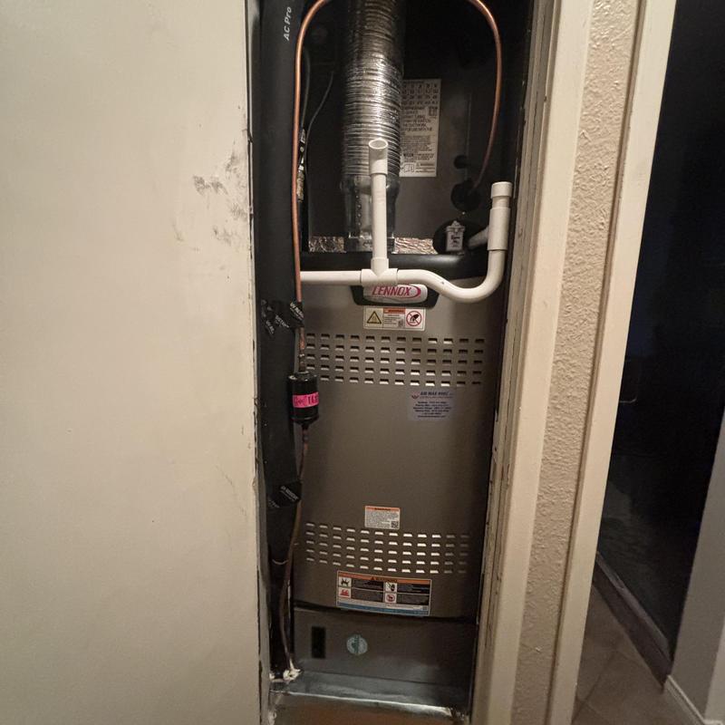 Lennox EL180UH furnace installation in utility closet