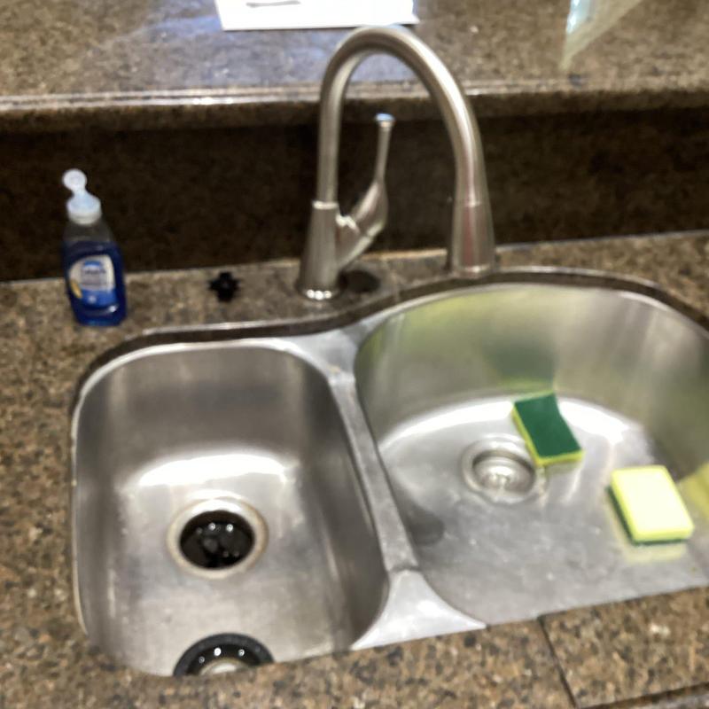 Kitchen faucet with dual stainless steel sink installation