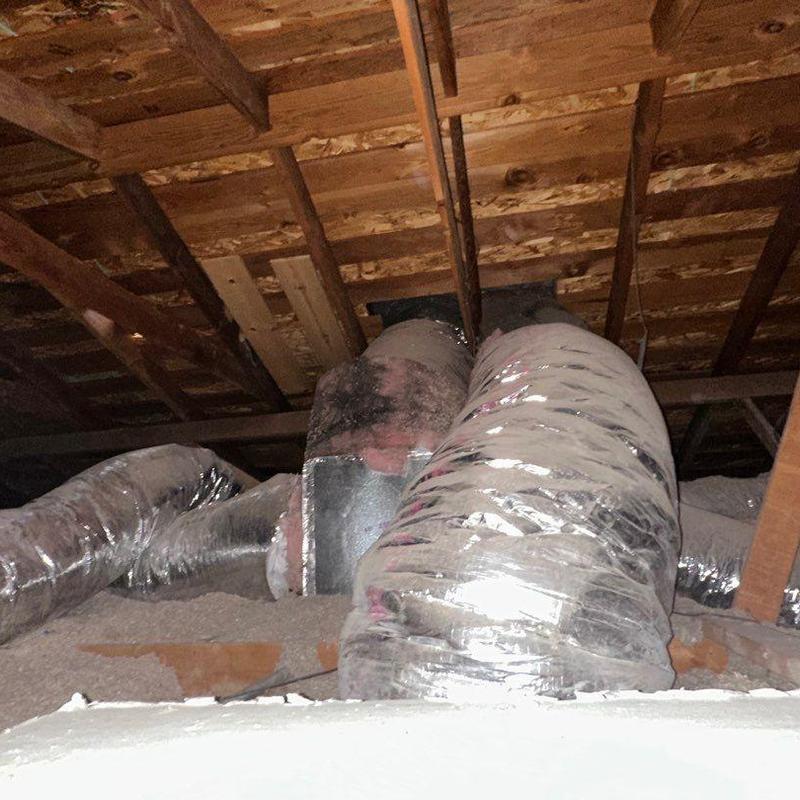 Flexible HVAC ductwork installation in attic space