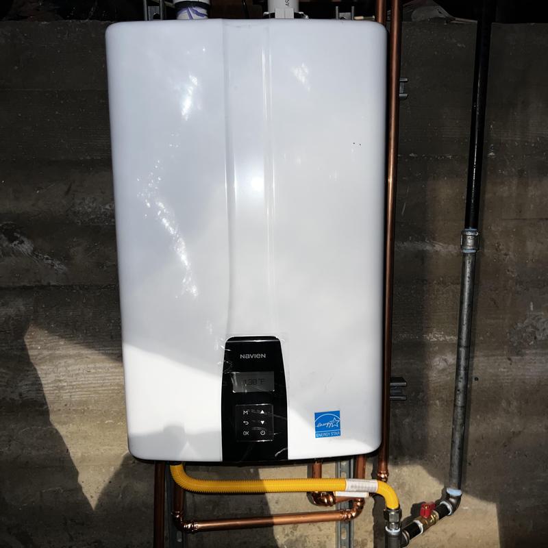 Tankless water heater with new copper and gas lines