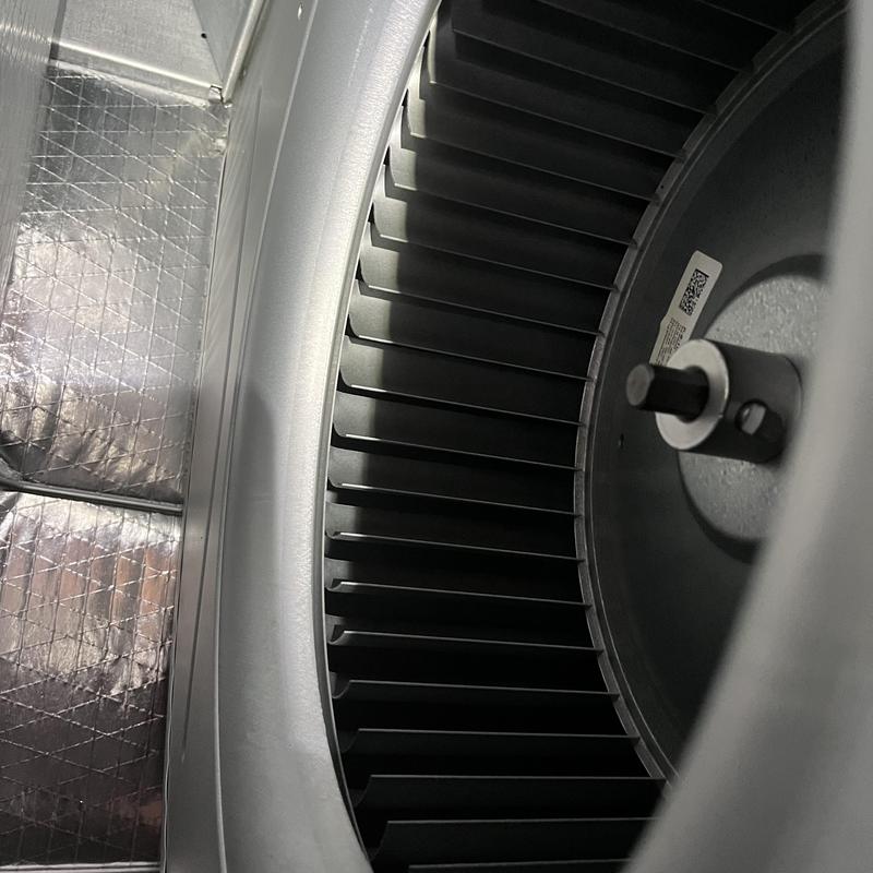 HVAC blower wheel inside air handler unit maintenance