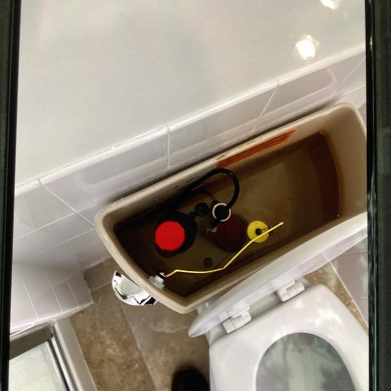 Toilet tank interior with float valve components