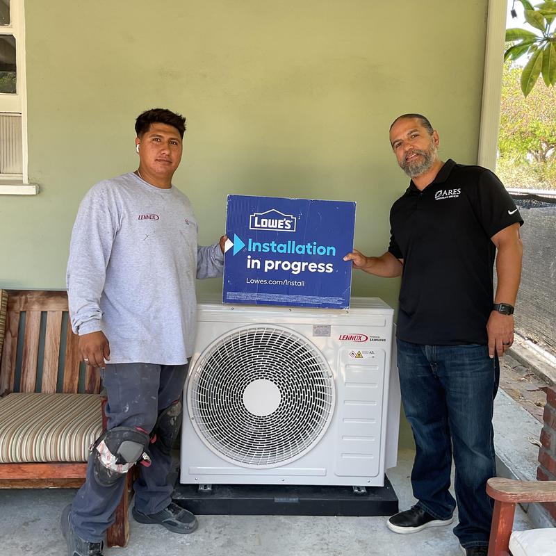 Mini split heat pump installation in progress Mini split heat pump installation in progress