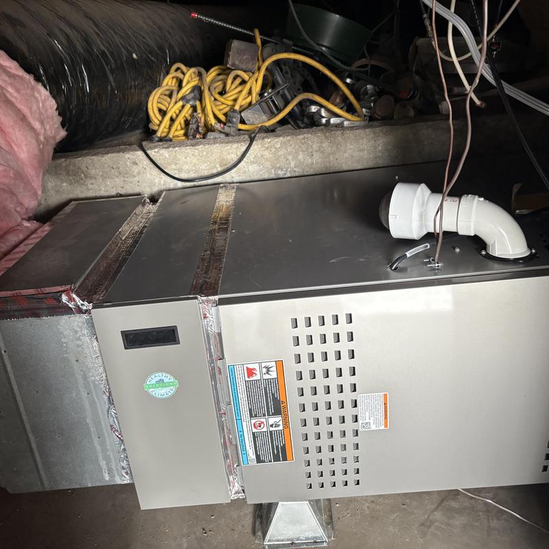 EL180UH furnace unit installed with duct connection