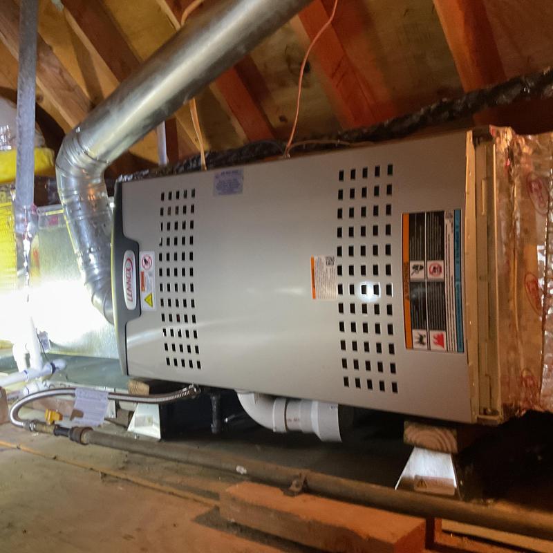 ML180UH Furnace installed in attic with ductwork