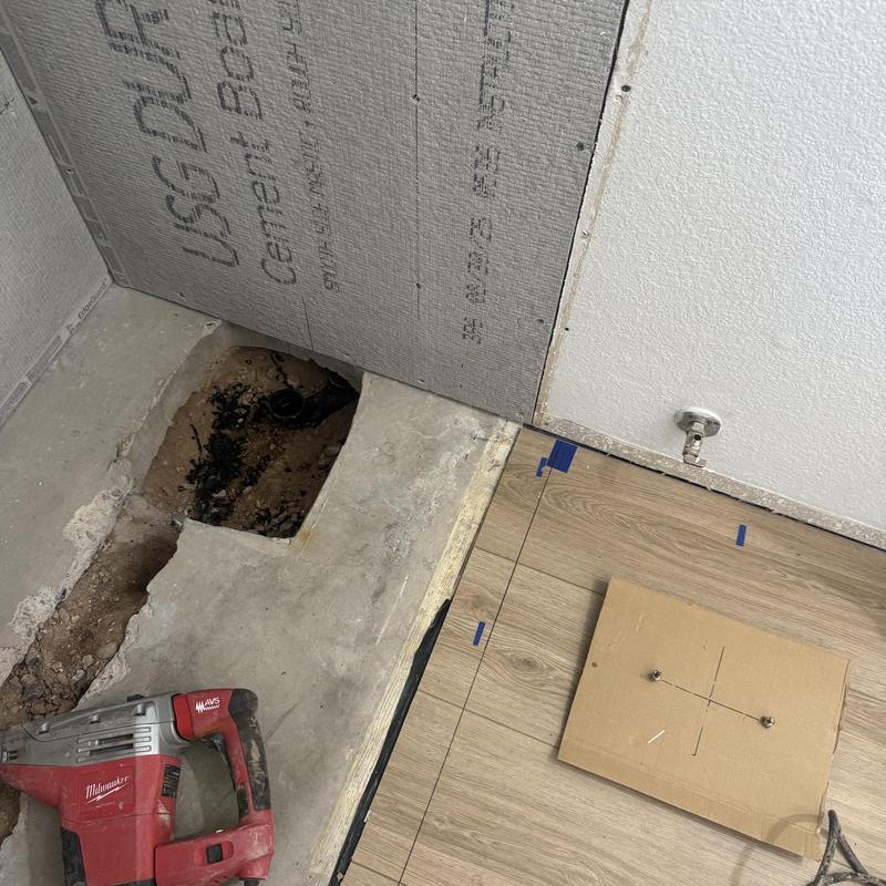Shower P-trap replacement with concrete floor removal