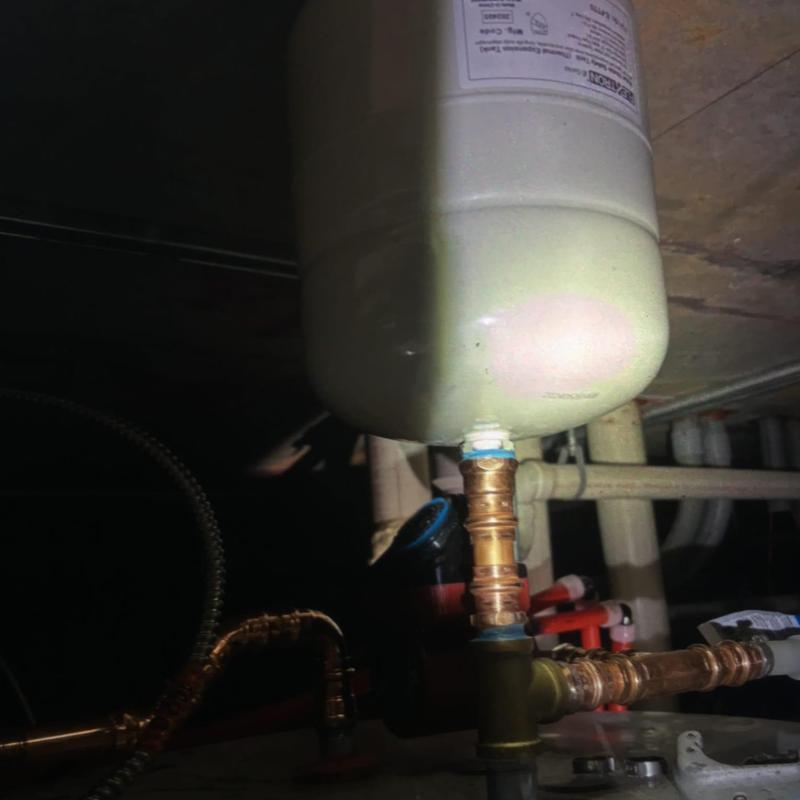 250-gallon water heater and circulation pump piping