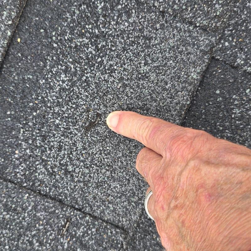 Asphalt shingle roof granule loss damage inspection