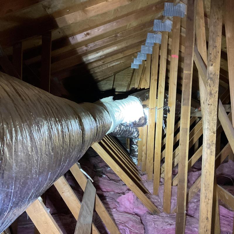 Flexible HVAC ducting installed in attic space