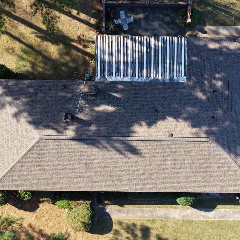 Owens Corning Duration Teak roof shingles, aerial view