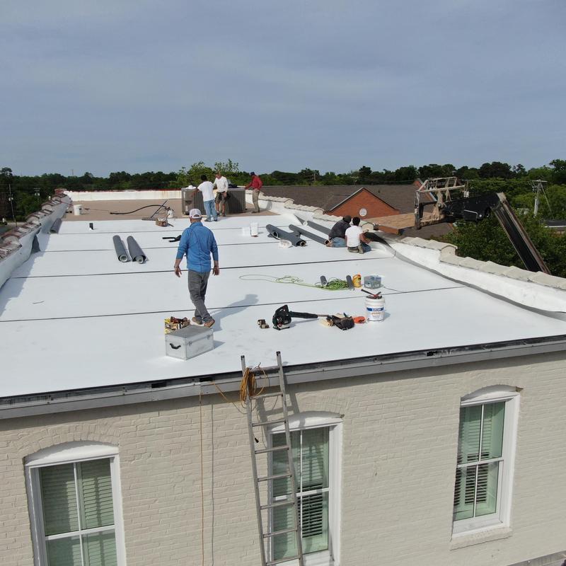 GAF TPO commercial roofing installation on flat roof