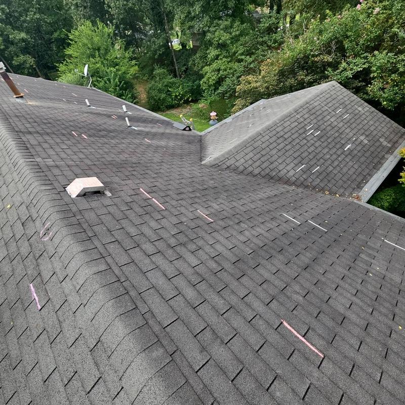 Estate grey Owen's Corning 3-tab shingle roof installation Estate grey Owen's Corning 3-tab shingle roof installation