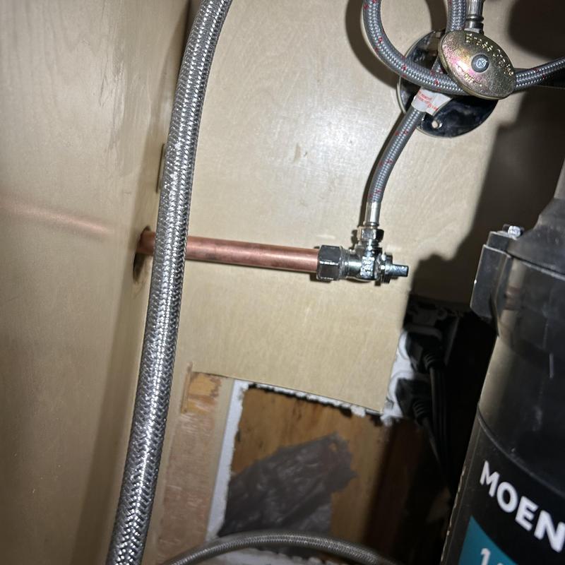 Copper pipe manifold and valve connection repair under sink