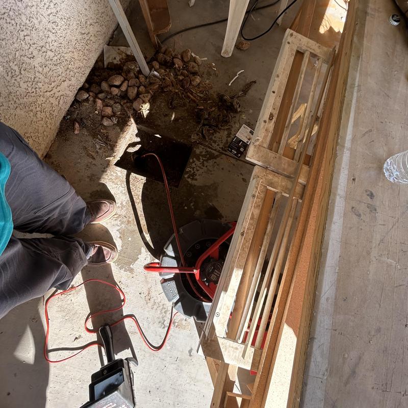 Drain line sewer camera inspection and clog clearing