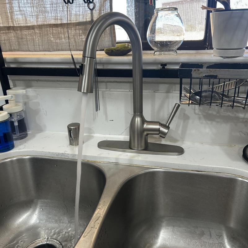 Kitchen faucet with pull-out sprayer installation
