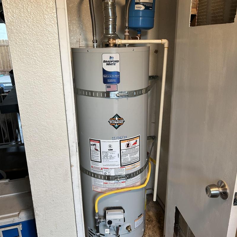 Bradford White water heater with new gas and water lines
