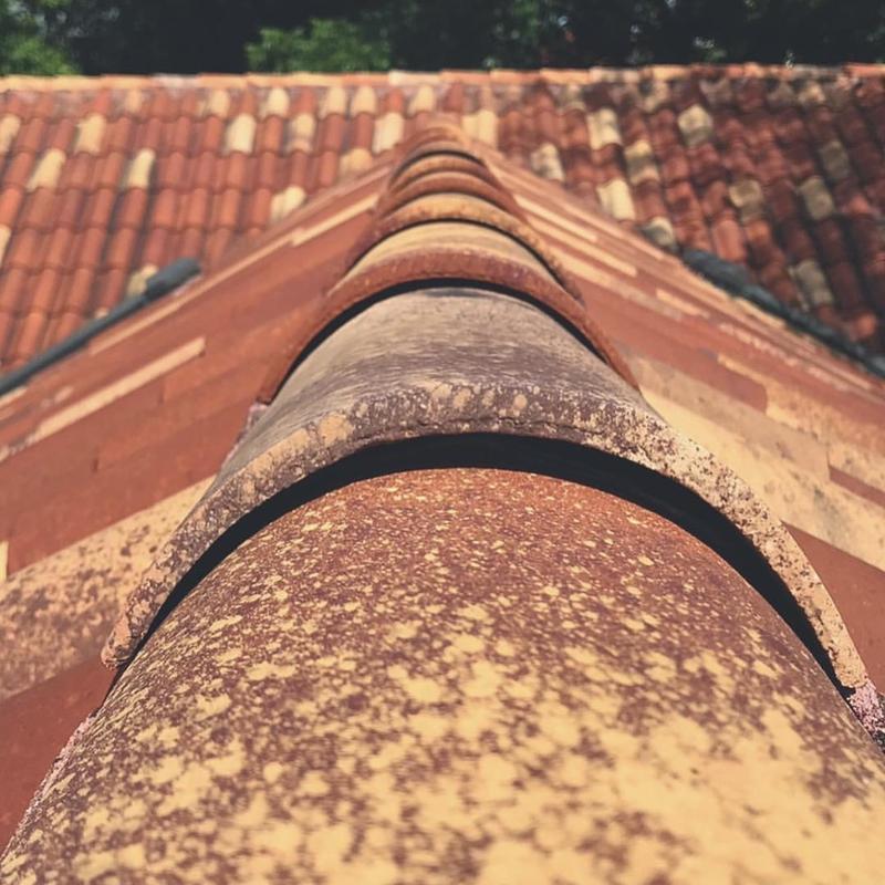 Ludowici Spanish clay roof tiles ridge detail, Austin TX