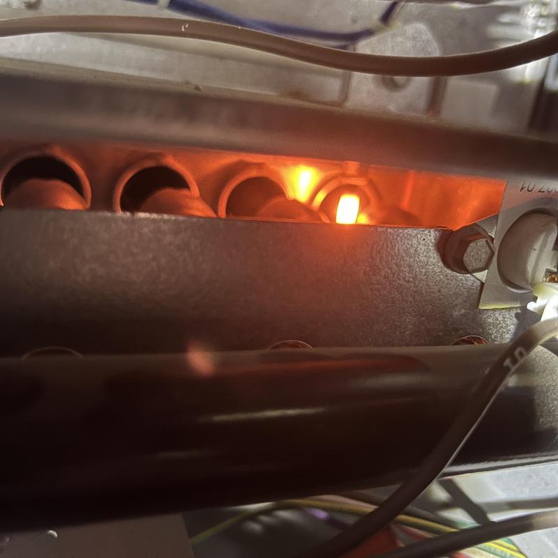 Furnace burner flame during HVAC maintenance in Burbank Furnace burner flame during HVAC maintenance in Burbank