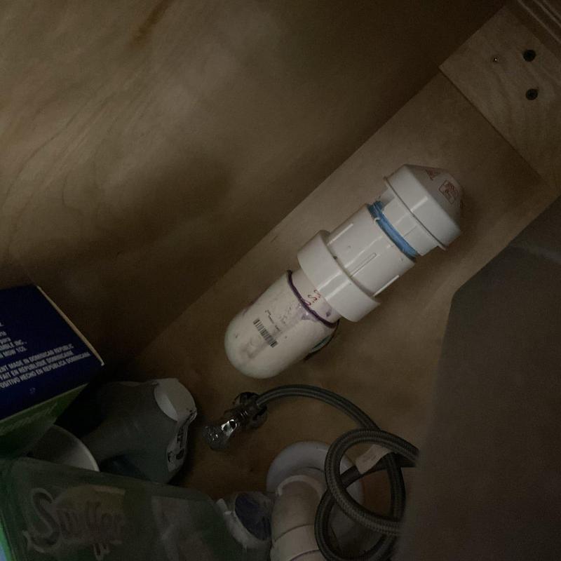 Oatey Studer vent installed under kitchen sink