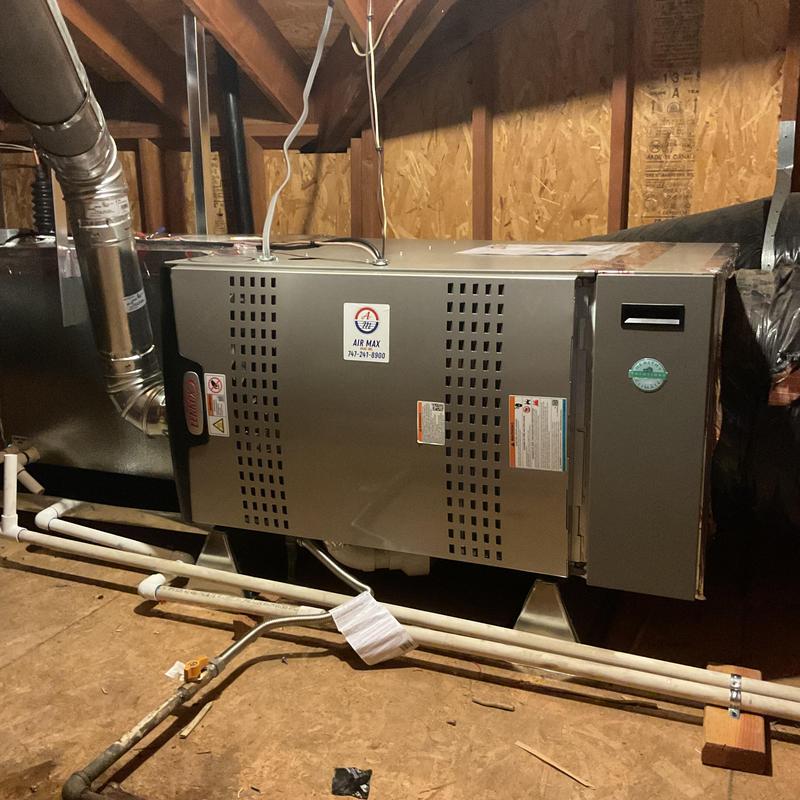 EL180UH furnace installation in attic with ductwork
