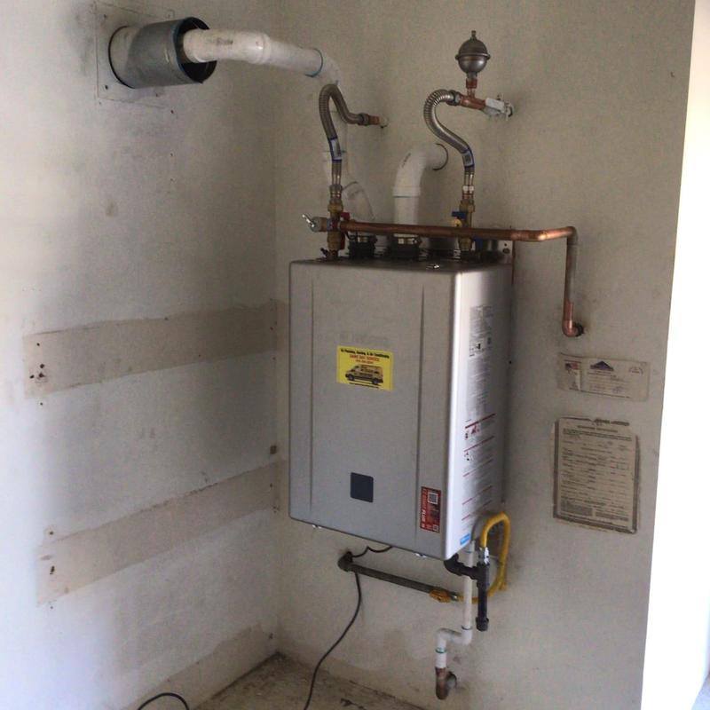 Tankless water heater installation with copper piping