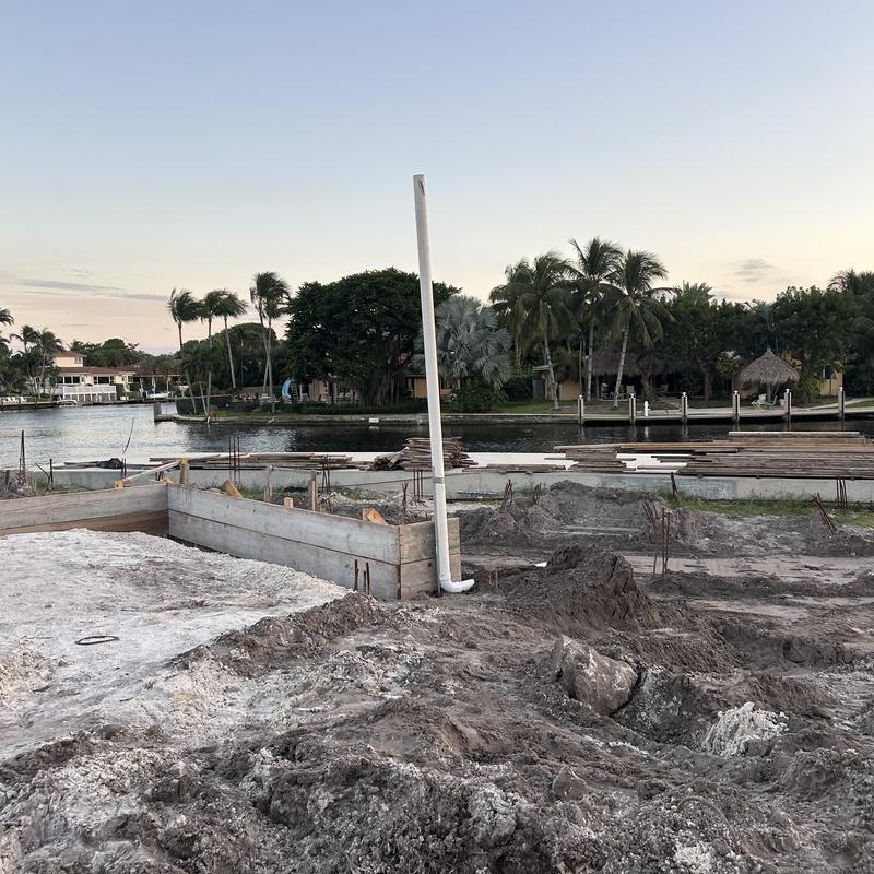 PVC drainage pipe installation at home ground rough phase