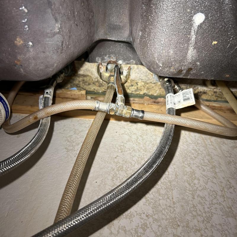 Kitchen sink water supply lines with new faucet connections
