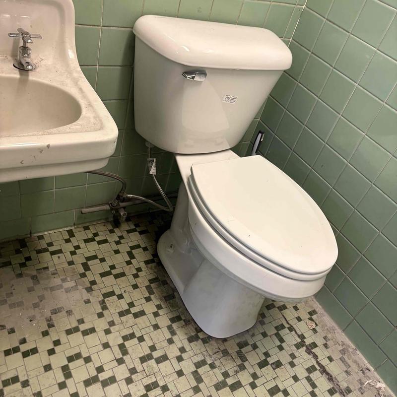 Toilet replacement with customer-supplied fixture in bathroom