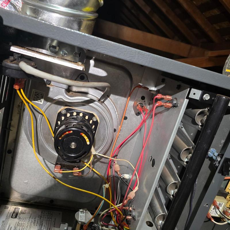 Furnace blower motor and wiring installation in attic Furnace blower motor and wiring installation in attic