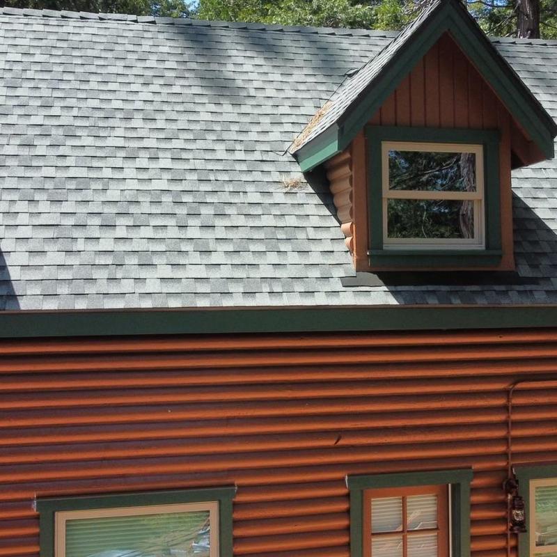 GAF lifetime asphalt roof on log cabin home