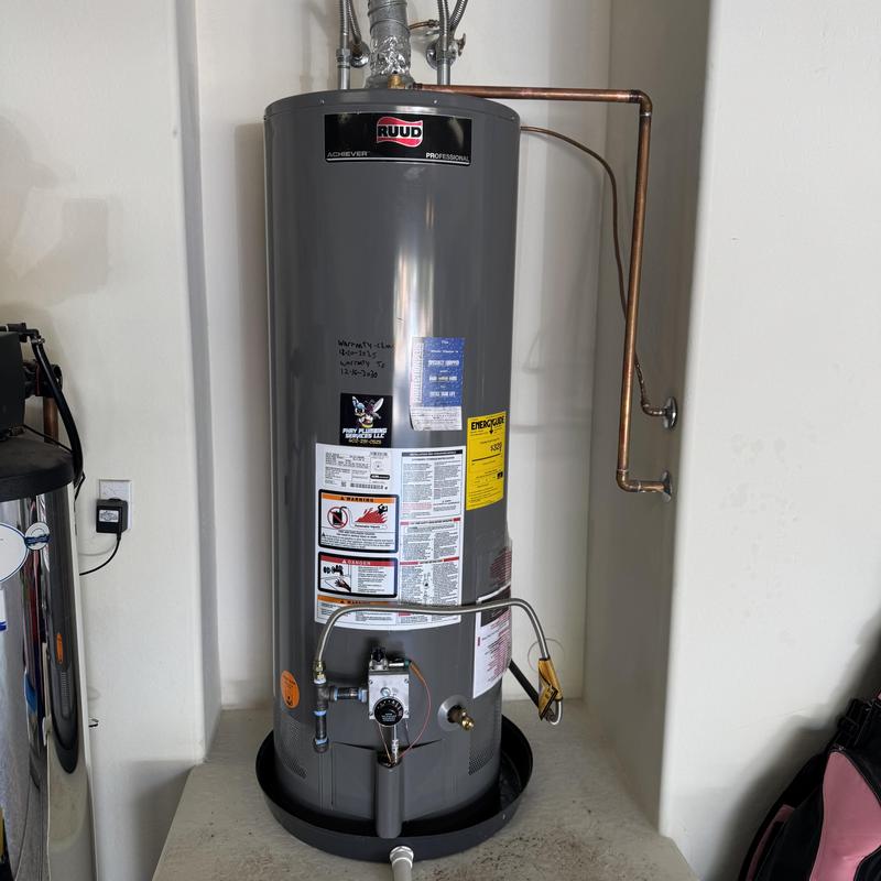 50 gallon Ruud water heater with copper piping