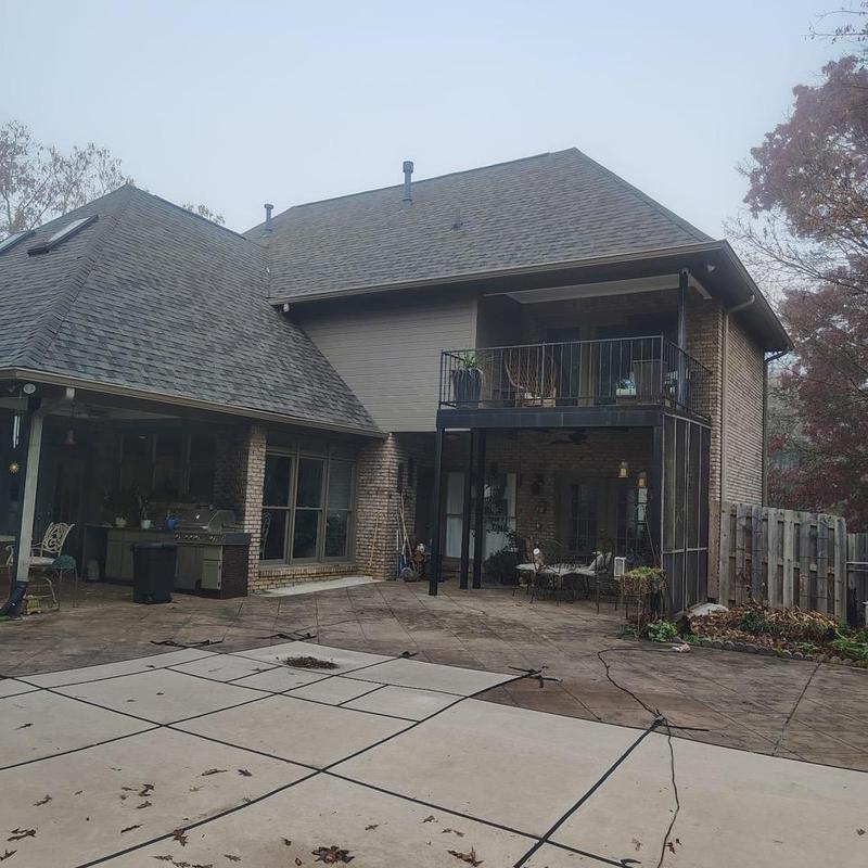 Asphalt shingle roof with storm damage and full replacement Asphalt shingle roof with storm damage and full replacement