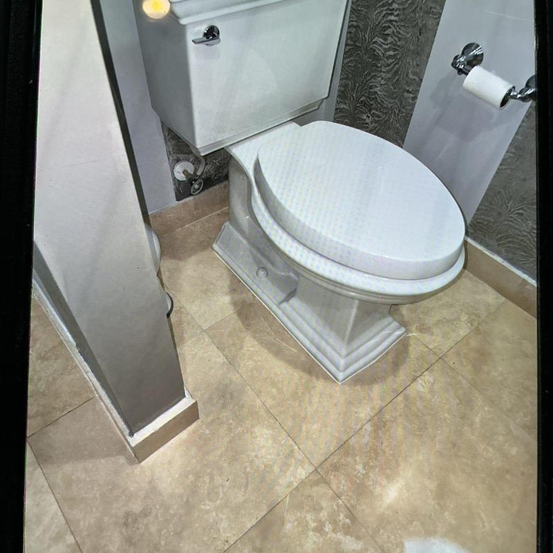 Kohler toilet installation in bathroom corner
