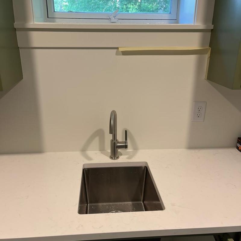 Kitchen faucet and stainless steel sink installation