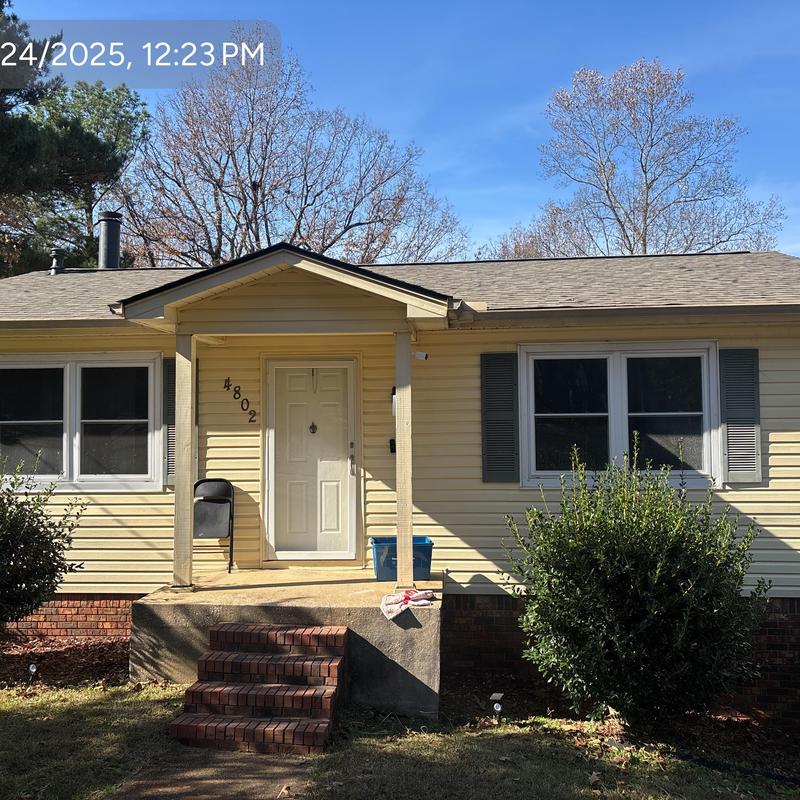 Asphalt shingle roof replacement on single-story home Asphalt shingle roof replacement on single-story home
