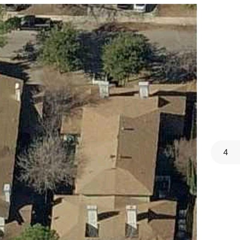 Asphalt shingle roof hail damage inspection aerial view