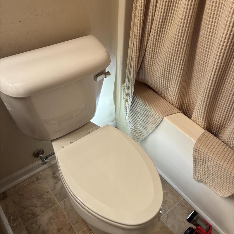 ADA elongated toilet installation in bathroom corner