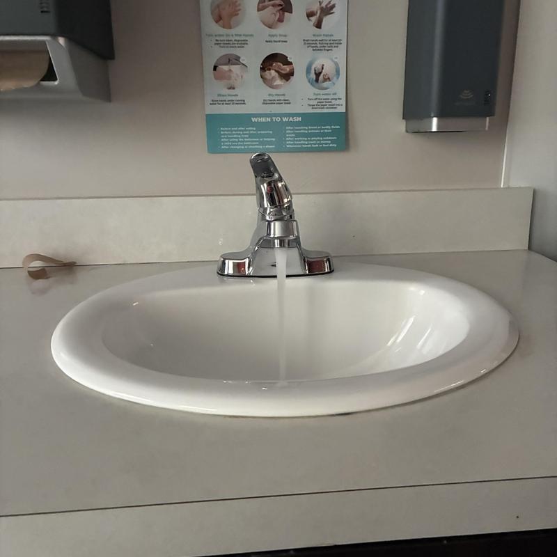 Lavatory sink faucet with running water