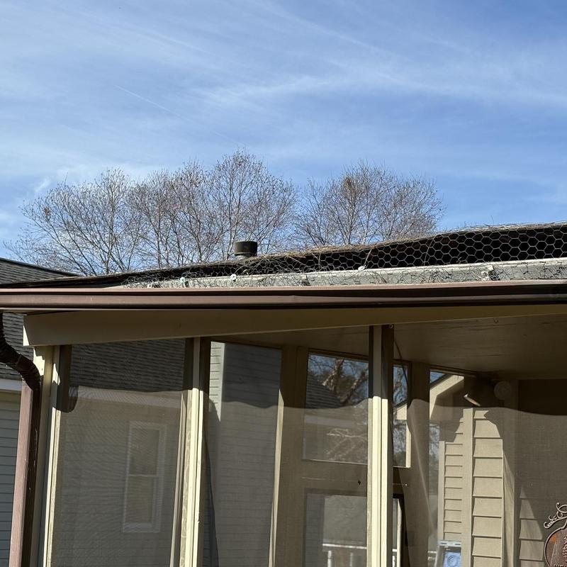Porch low slope roof with damaged fascia and gutters