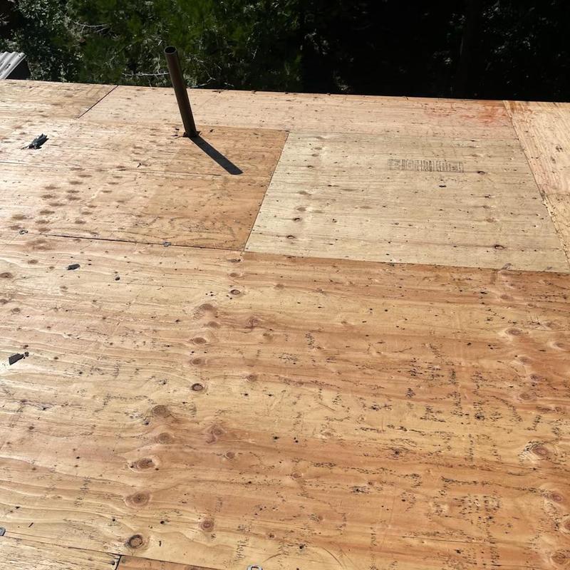 Plywood roof decking with pipe vent in Twain Hart, CA