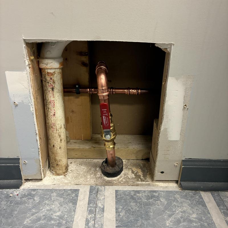 Main water shut off valve with copper piping installation