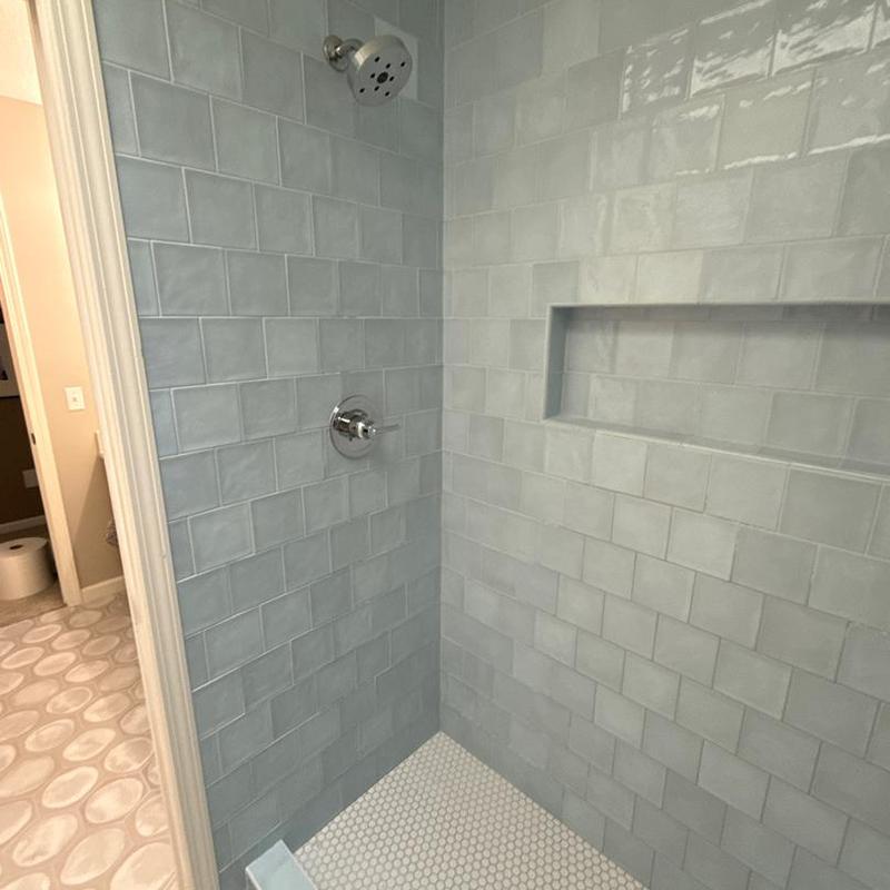 Delta shower faucet installation with tiled shower walls