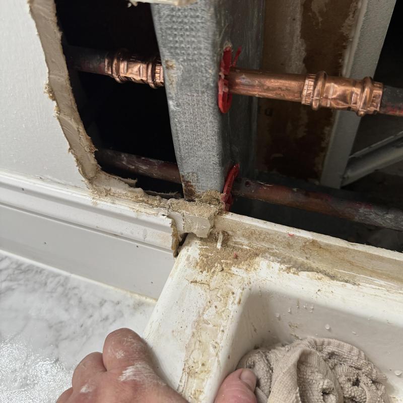 12 copper water line repair behind bathroom sink