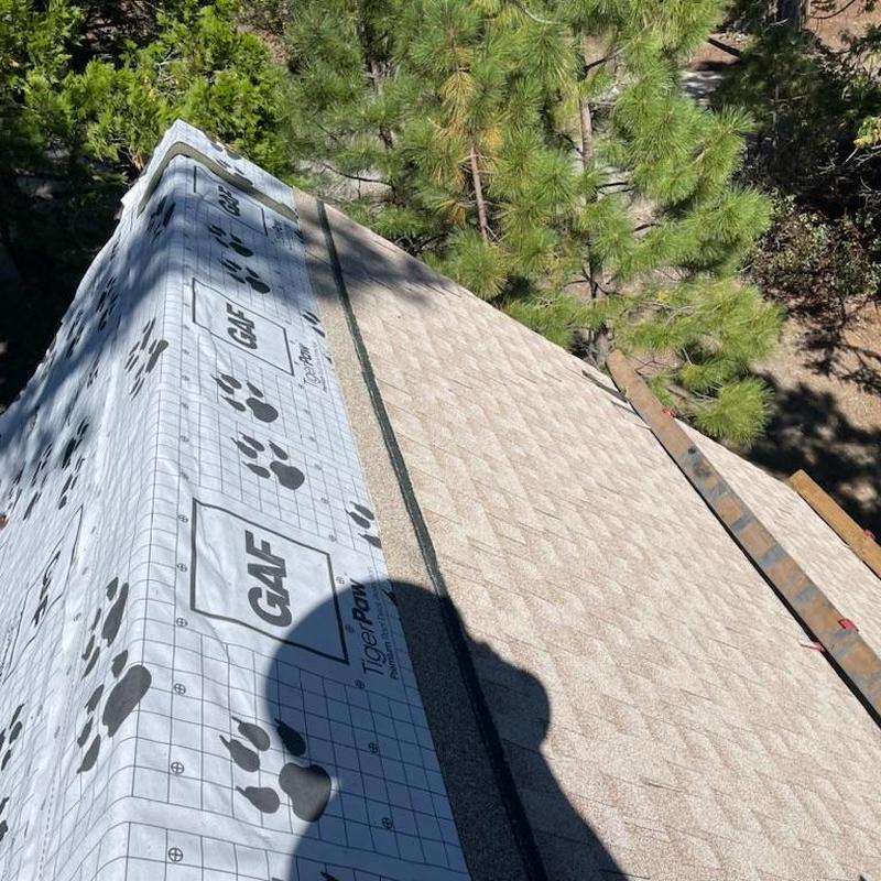 GAF lifetime asphalt roof install underlayment view