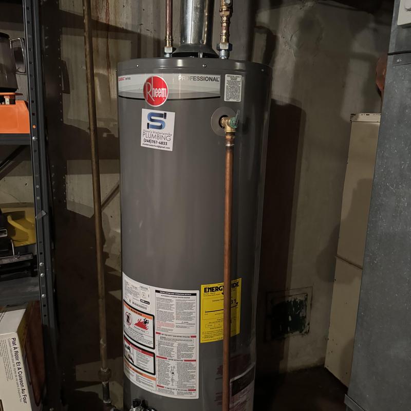 40 gallon Rheem natural gas water heater installation