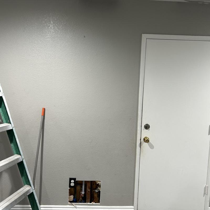 34 copper pipe leak repair behind drywall near door