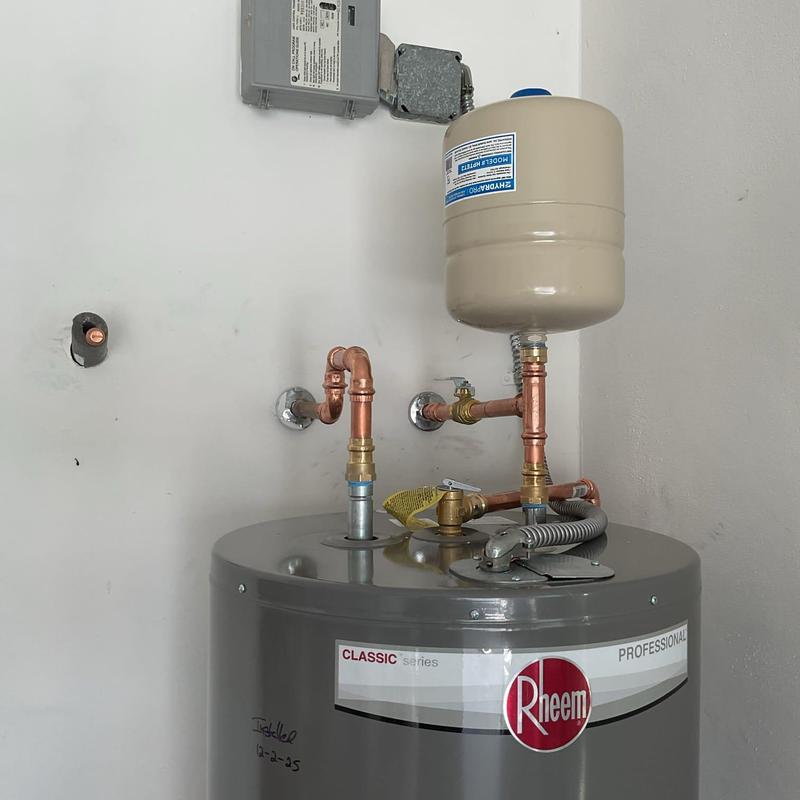 Rheem electric water heater with expansion tank installation