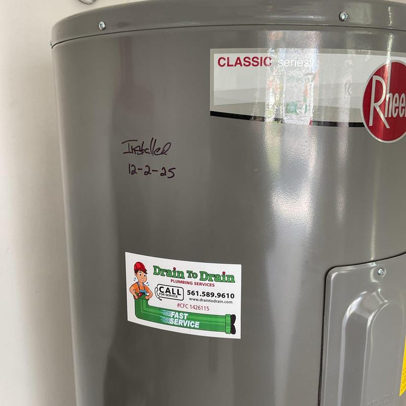 Rheem 50-gallon electric water heater installation