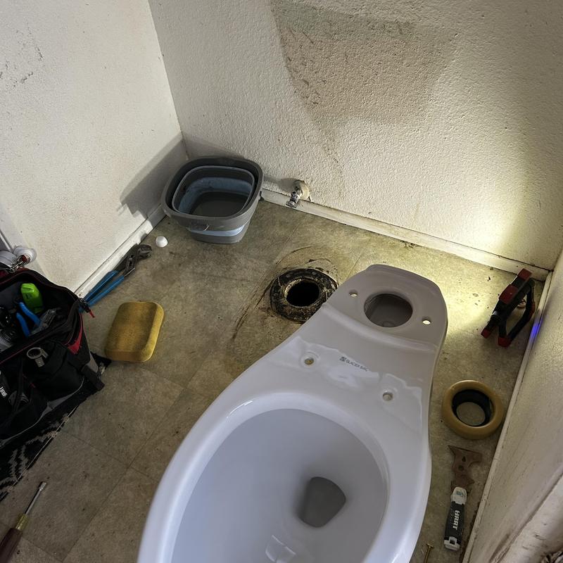 Toilet installation with new waterline and shut-off valve